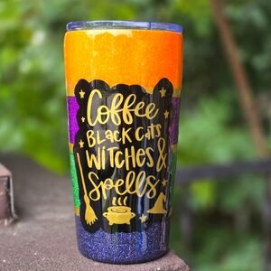 "Coffee Black Cats Witches and Spells" 18 oz. Tumbler